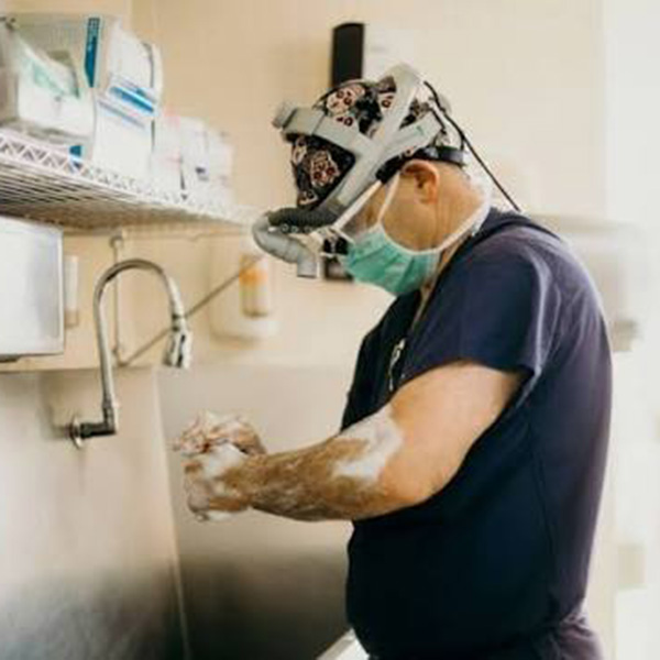 a doctor washing hands